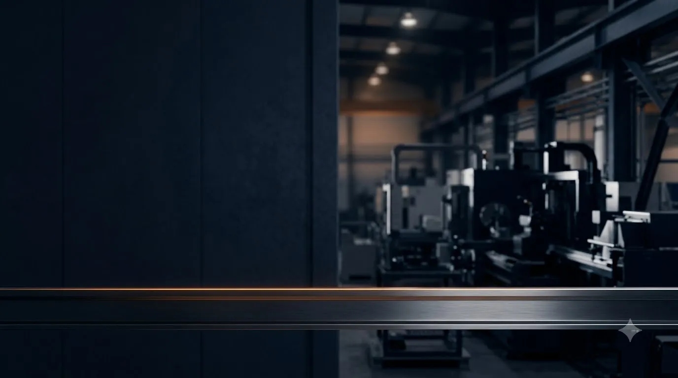 Factory interior with light streaking across the floor